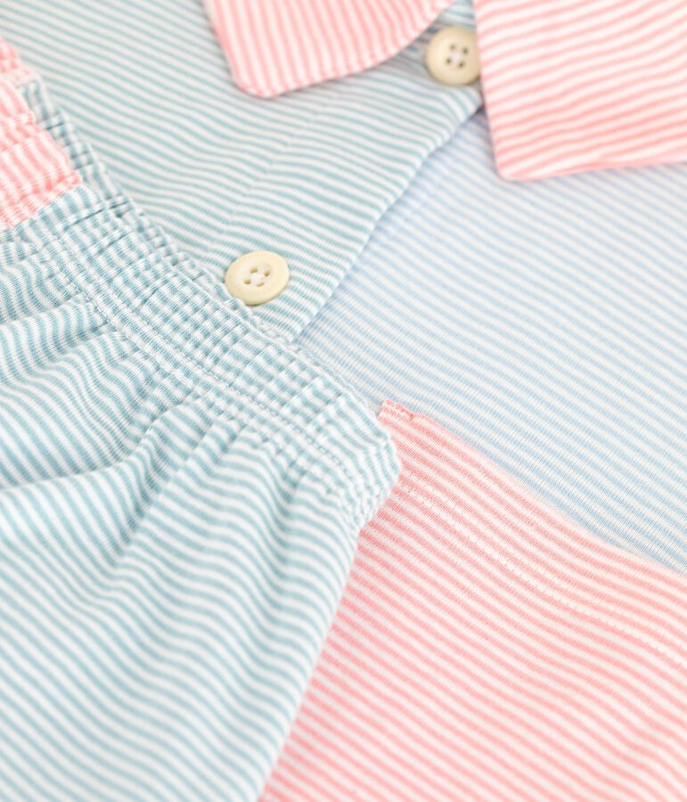 Women's striped cotton button-front pyjama shorts white/multicolor