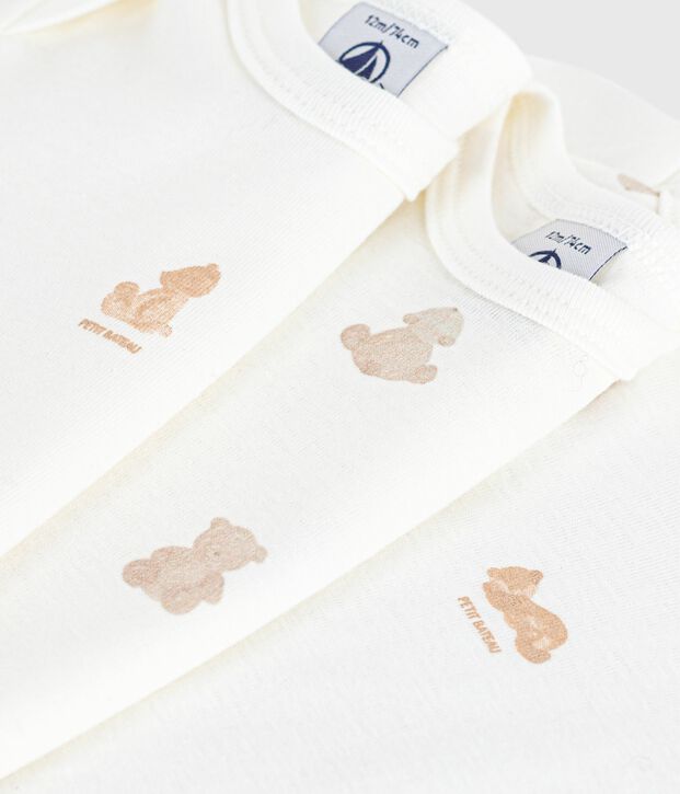 Pack of babies' short-sleeved bear-print cotton bodies multicolor