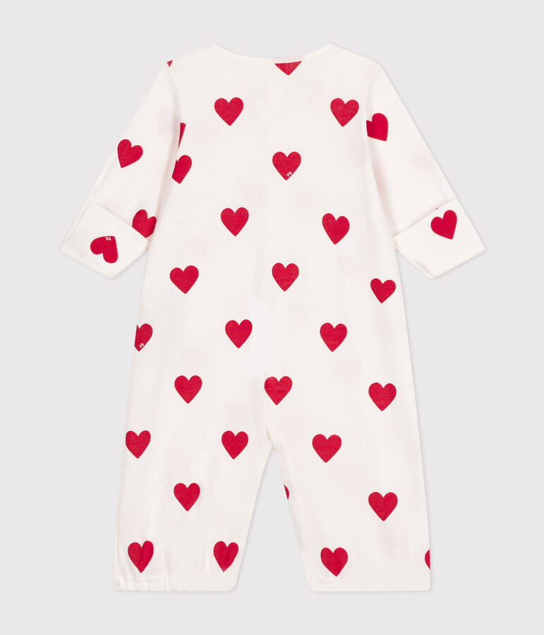 Babies' Heart Design Cotton Jumpsuit/Sleeping Bag white/red