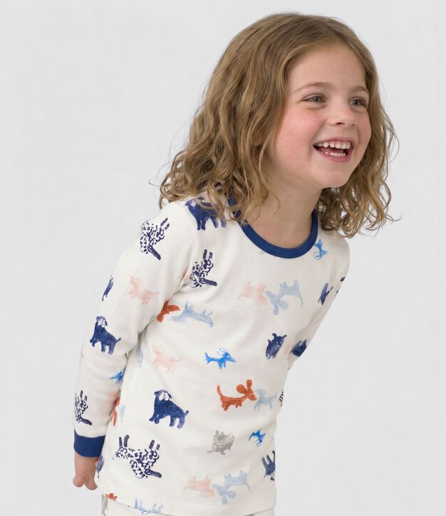 Children's dog print cotton fancy dress pyjamas white/multicolor