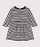 Babies' Long-Sleeved Stripy Tube-Knit Dress SMOKING blue/AVALANCHE