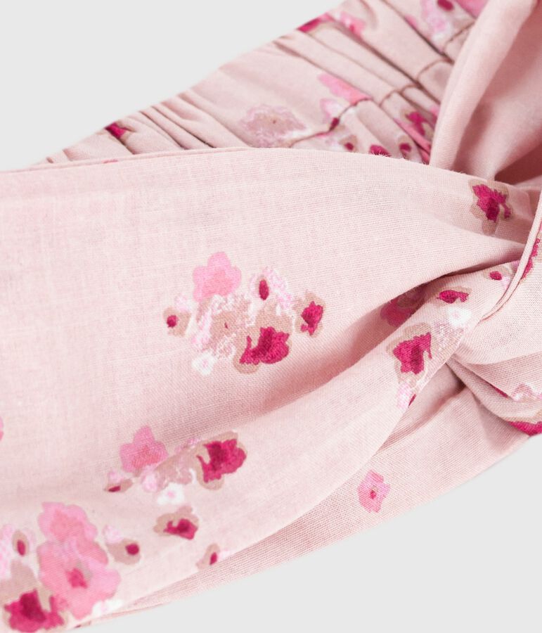 Babies' hairband in floral-print poplin pink/multicolor
