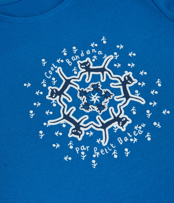 Girls' Short-Sleeved Organic Cotton T-Shirt DELFT blue