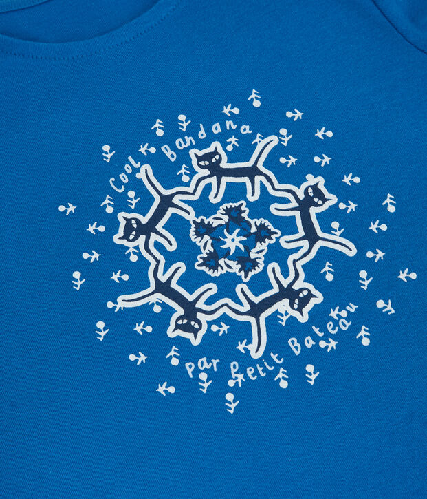 Girls' Short-Sleeved Organic Cotton T-Shirt blue