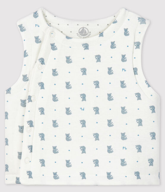 Babies' Quilted Organic Cotton Gilet MARSHMALLOW+GRIS white/MULTICO