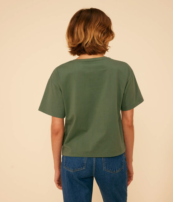 Women's Boxy Cotton T-Shirt CROCO green