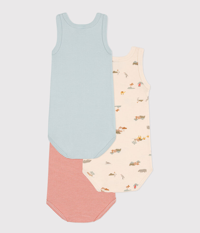 Cotton Animal Vest Bodysuits - Pack of 3 multicolor
