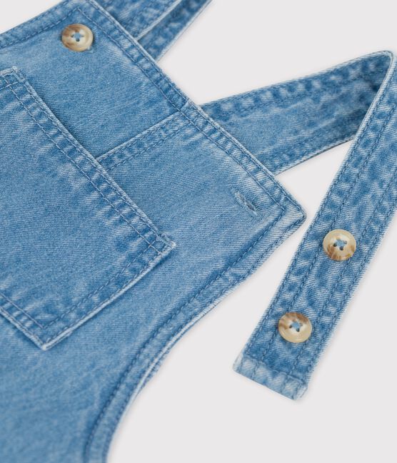 Babies' Organic Light Denim Dungaree Shorts DENIM CLAIR blue
