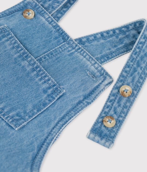 Babies' Organic Light Denim Dungaree Shorts blue