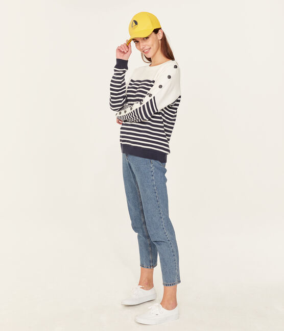 Women's breton jumper SMOKING blue/MARSHMALLOW white