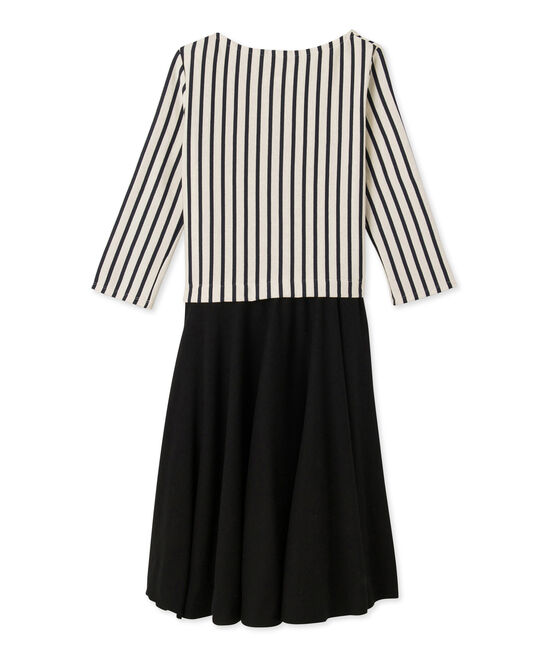 Women's trompe l'oeil dress COQUILLE beige/SMOKING blue