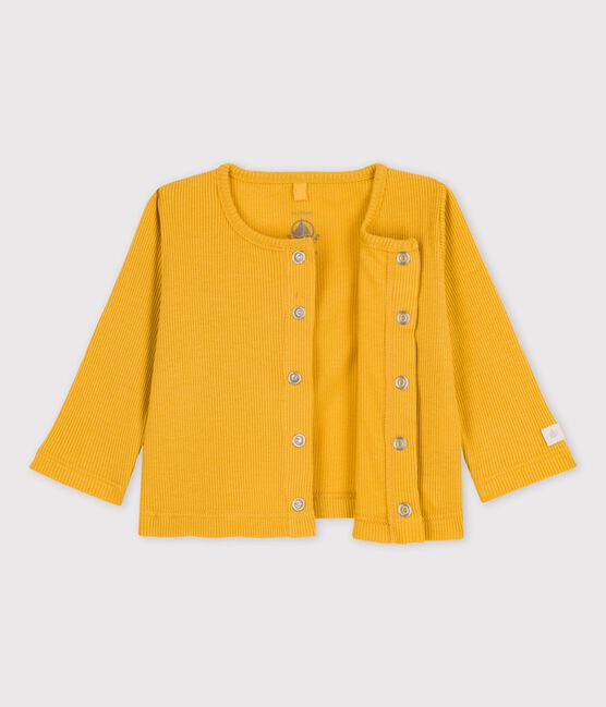 Babies' Cotton and Lyocell Cardigan OCRE yellow