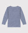 Children's' long-sleeved stripy T-shirt in wool and cotton MEDIEVAL blue/MARSHMALLOW white