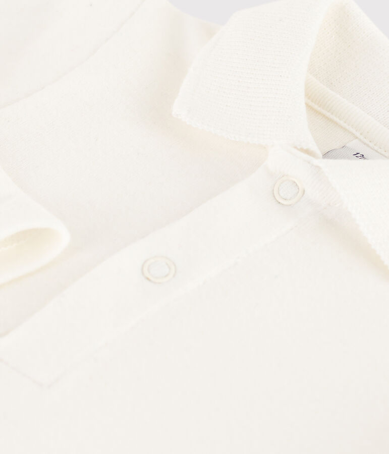 Babies' plain cotton body with a polo collar white