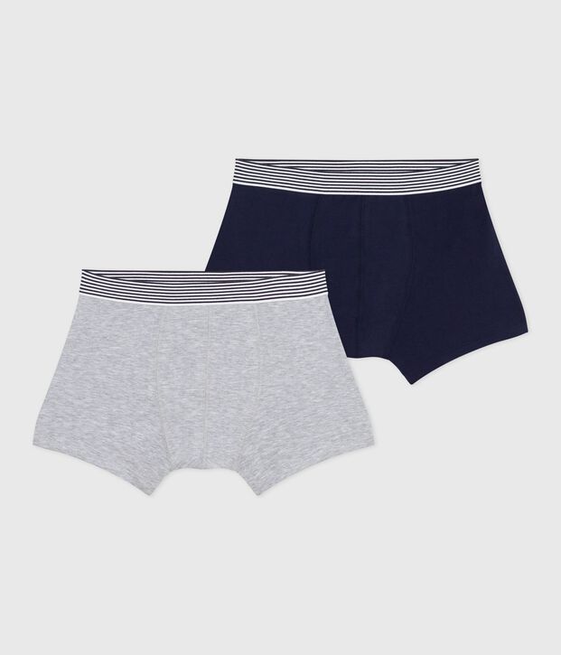 Pack of plain cotton and elastane boxers for children multicolor