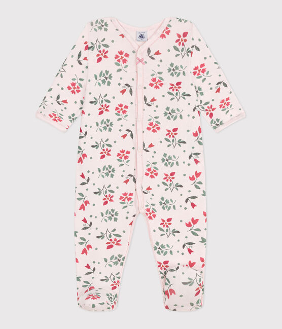 Babies' floral cotton pyjamas FLEUR pink/MULTICO white