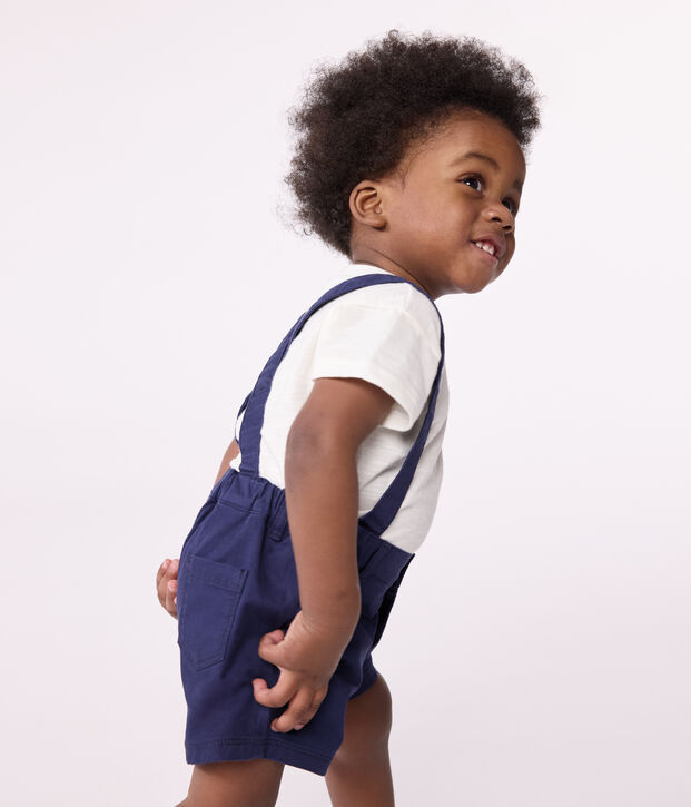 Babies' Serge Dungaree Shorts MEDIEVAL