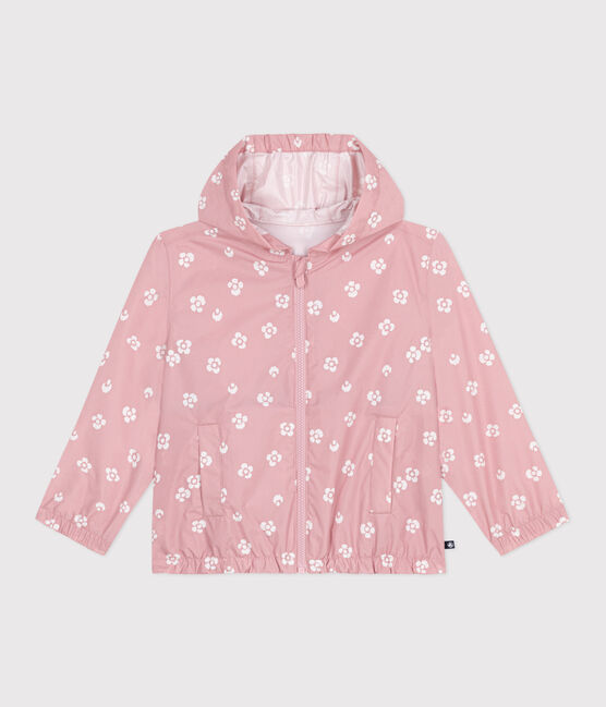 Children's floral windbreaker CHARME pink/MARSHMALLOW white