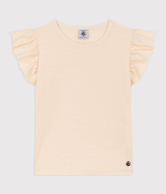 Girls' Short-Sleeved Cotton T-Shirt AVALANCHE Ecru