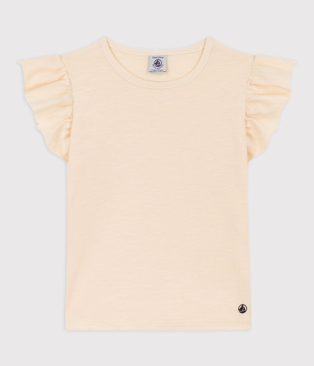 Girls' Short-Sleeved Cotton T-Shirt Ecru