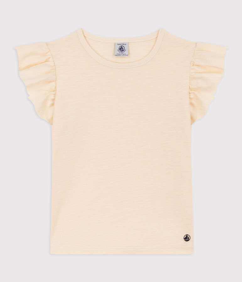 Girls' Short-Sleeved Cotton T-Shirt Ecru
