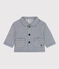Babies' Stripy Cropped Jacket MEDIEVAL blue/MARSHMALLOW white