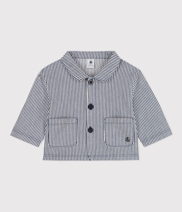 Babies' Stripy Cropped Jacket blue/white