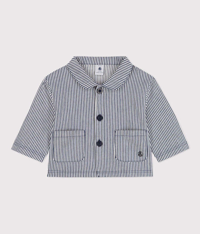 Babies' Stripy Cropped Jacket blue/white