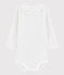 Baby girl's long-sleeved bodysuit MARSHMALLOW white/MEDIEVAL blue