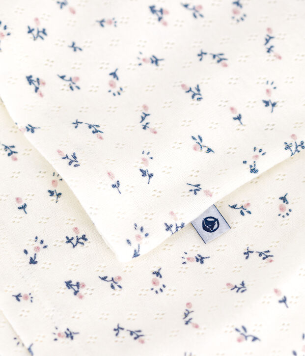 Children's short floral-print openwork cotton pyjamas white/multicolor