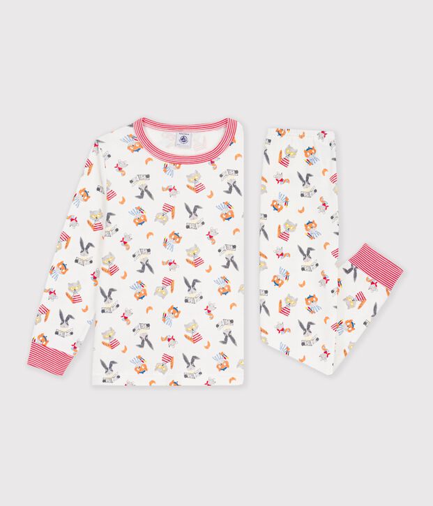 Children's pyjamas in cotton with an animal print white/multicolor