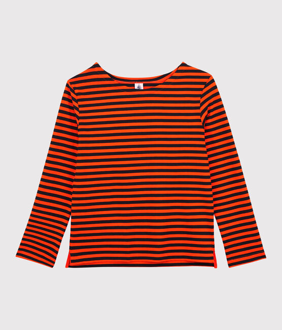 Women's Breton Stripe Cotton T-Shirt SMOKING blue/CAROTTE
