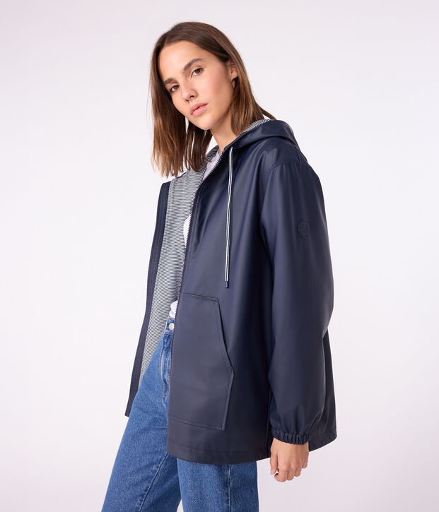 Women's short raincoat blue