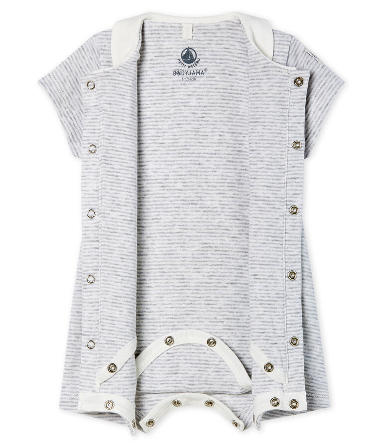 Babies Short Ribbed Bodyjama POUSSIERE grey/MARSHMALLOW white