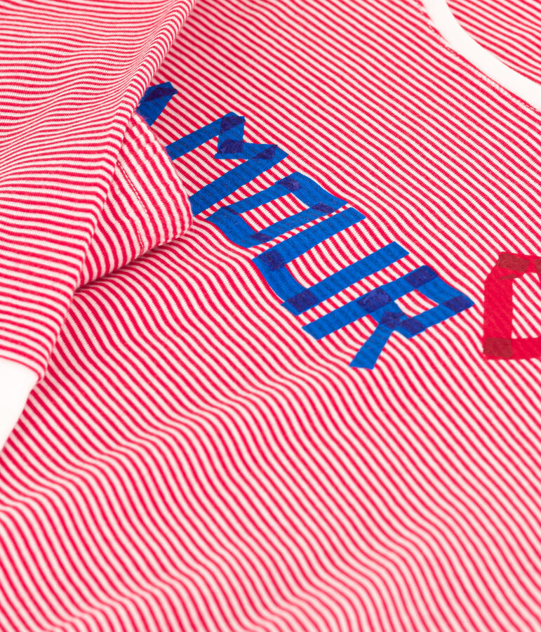 Women's stripey cotton pyjamas red/white