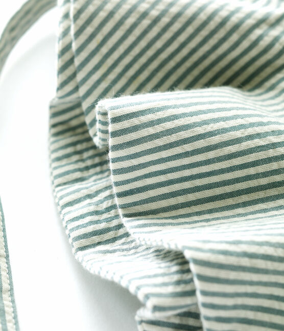 Babies' Striped Seersucker Floppy Hat BRUT blue/MARSHMALLOW white