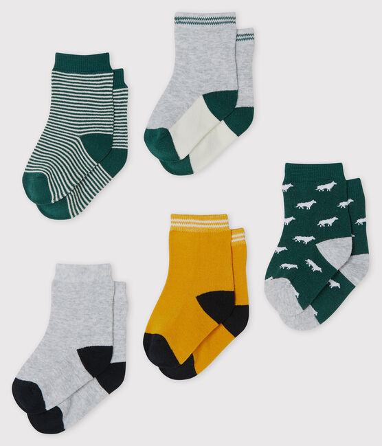 Baby Boys' Socks - 5-Piece Set SOUSBOIS green/MULTICO white