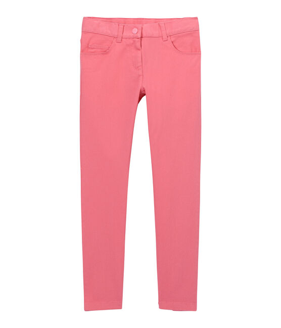 Girls' coloured denim trousers PETAL pink