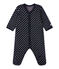 Baby girl's sleepsuit in terrycloth bouclette with polka dots SMOKING blue/ECUME white