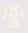 Babies' long-sleeved wrapover cotton bodysuit MARSHMALLOW /BEIGE