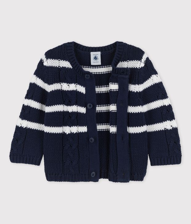 Babies' Cable Knit Cardigan blue/white