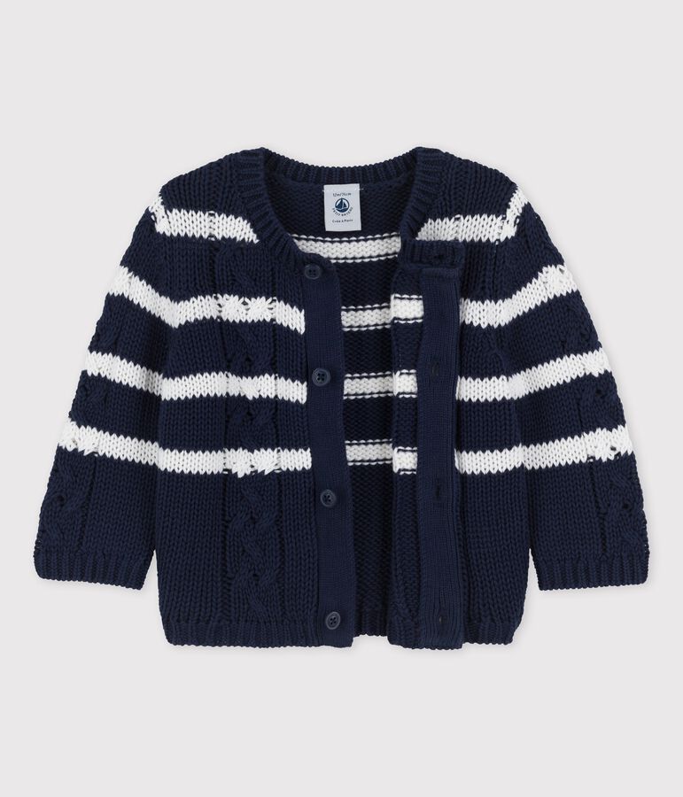 Babies' Cable Knit Cardigan blue/white