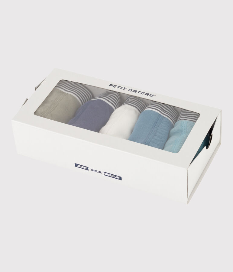 Boys' Plain Cotton Boxer Shorts - Pack of 5 multicolor