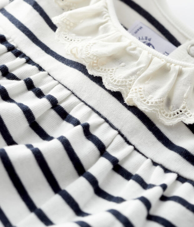 Baby girl's long-sleeved blouse white/blue