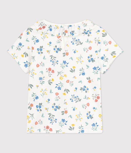 Girls' Short-Sleeved Cotton T-Shirt MARSHMALLOW white/MULTICO white