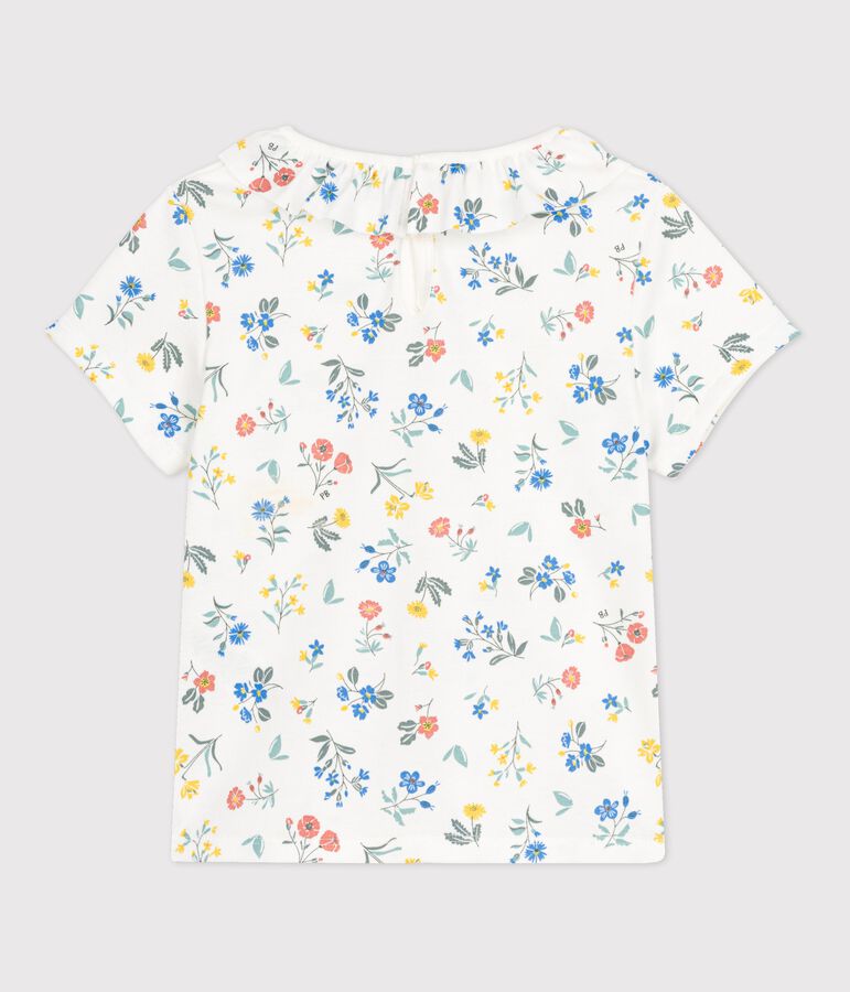 Girls' Short-Sleeved Cotton T-Shirt white/multicolor