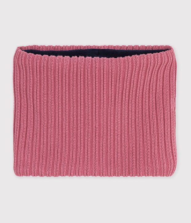 Children's plain fleece-lined knitted snood pink