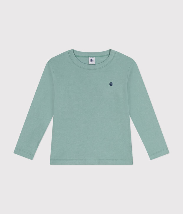 Children's long-sleeved rib knit unisex t-shirt green