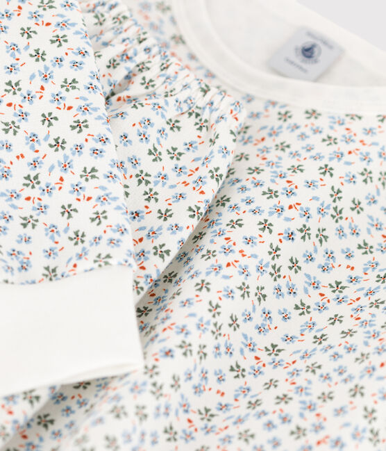 Girls' Floral Fleece Pyjamas MARSHMALLOW white/MULTICO white