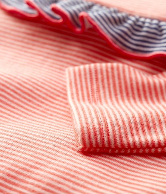 Babies' Wool/Cotton Blouse OURSIN orange/MARSHMALLOW white